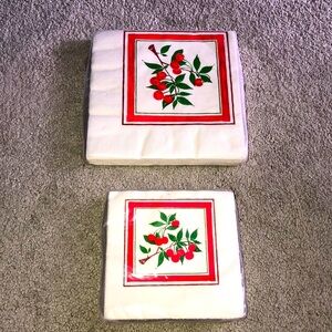 Hallmark Vintage Beverage Lunchon Napkins Set Cherries Print‎